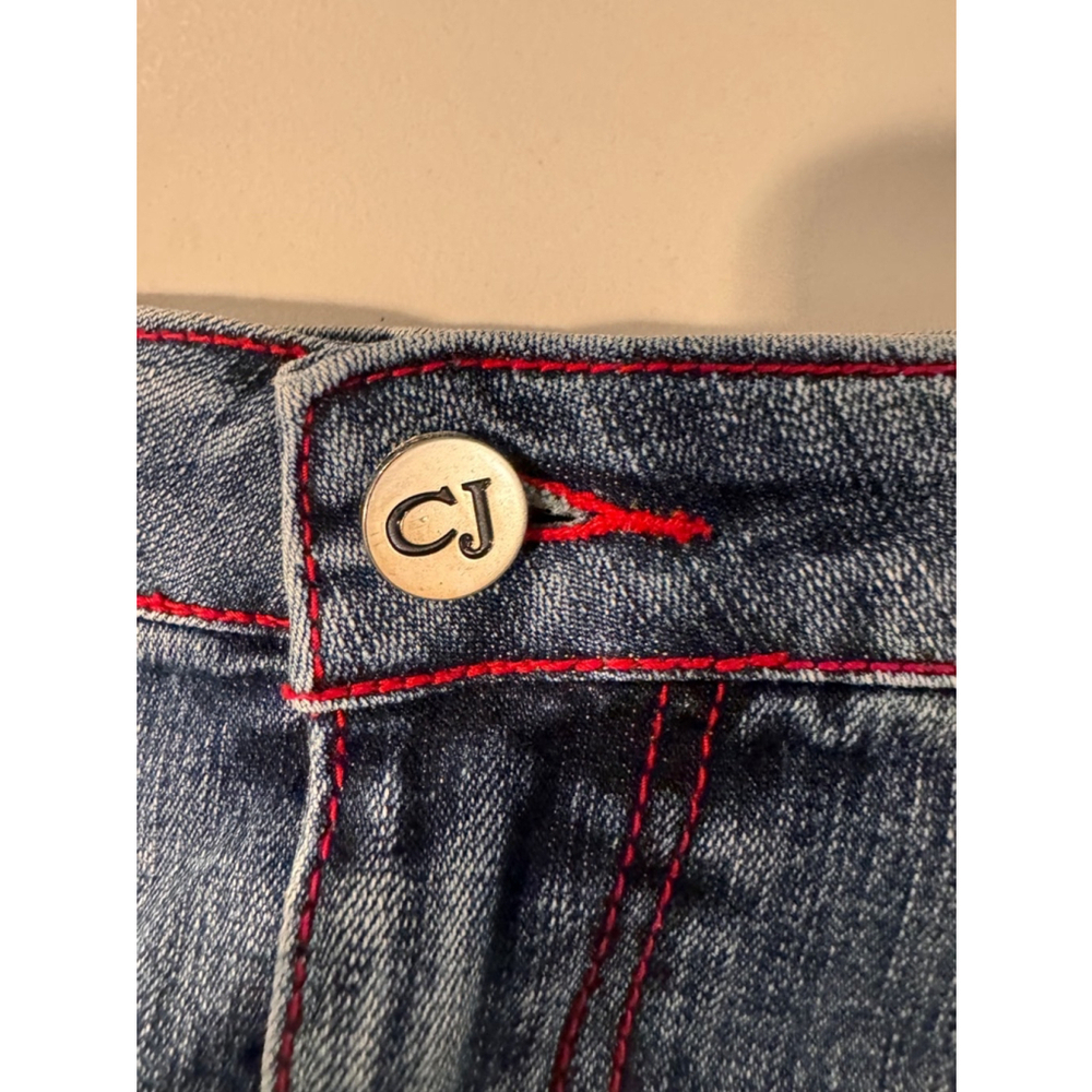 Crest Jeans Denim Skirt Bandana Ruffle Trim Size 19 20 - Picture 9 of 11